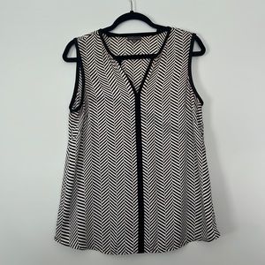 Vince Camuto Chevron Print Sleeveless Sheer Blouse